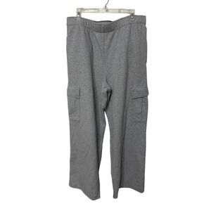 American Eagle‎ Mens XL Heather Grey Cargo Sweatpants Wide Leg Fleece Joggers